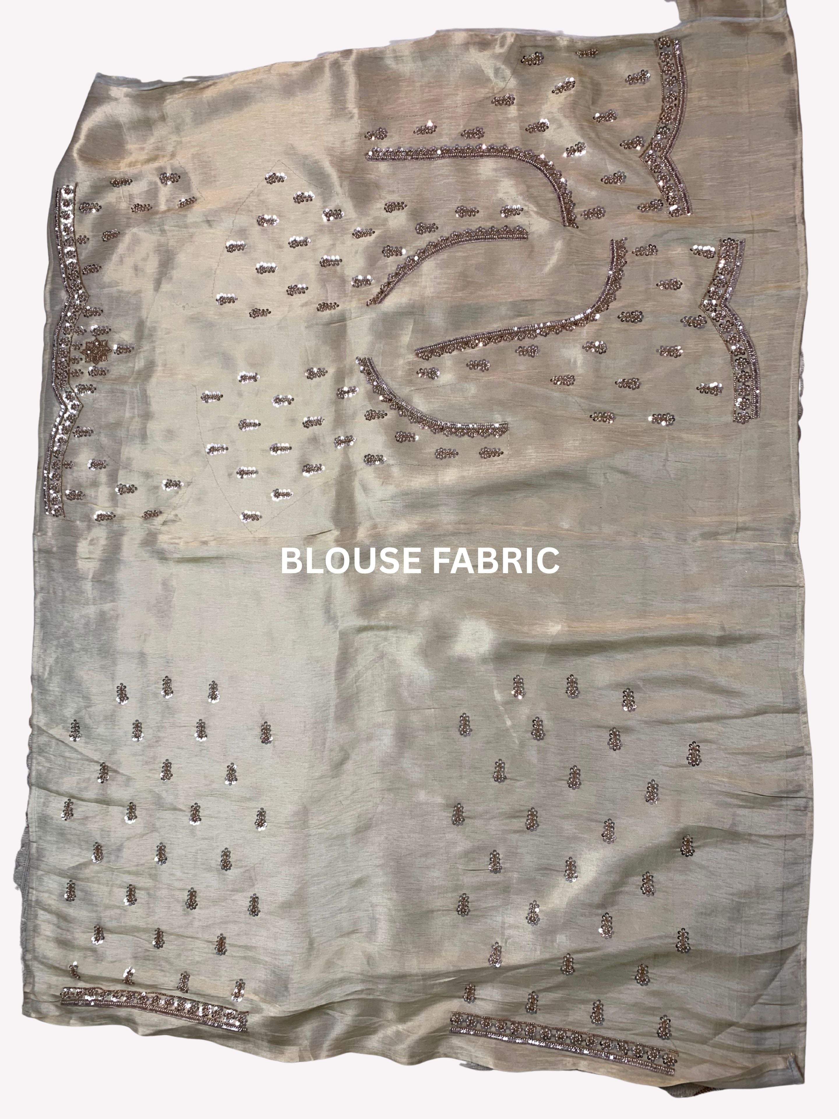 Ivory Tissue Unstitched Saree Embellished With Sequins, Moti, Stone & Cutdana Work